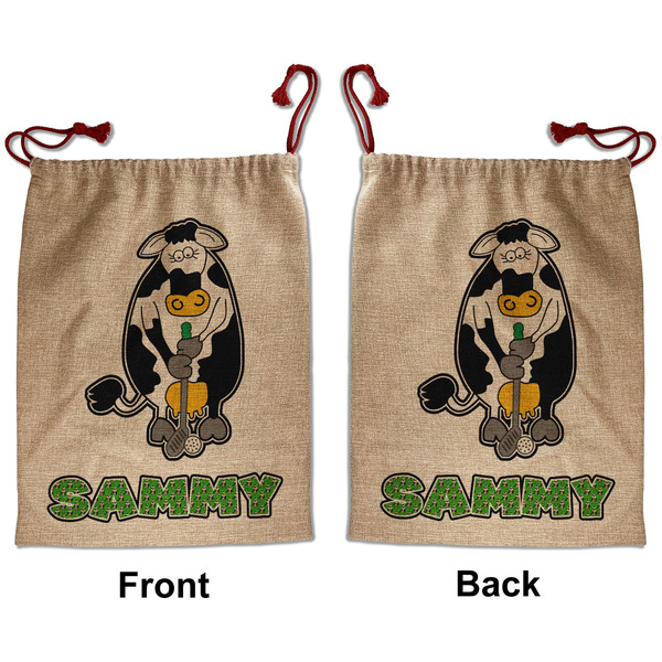 Custom Cow Golfer Santa Sack - Front & Back (Personalized)