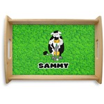 Cow Golfer Natural Wooden Tray - Small (Personalized)