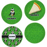 Cow Golfer Set of 4 Glass Appetizer / Dessert Plate 8" (Personalized)