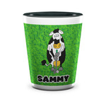 Cow Golfer Ceramic Shot Glass - 1.5 oz - Two Tone - Set of 4 (Personalized)