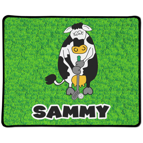 Custom Cow Golfer Large Gaming Mouse Pad - 12.5" x 10" (Personalized)