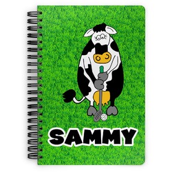 Cow Golfer Spiral Notebook - 7x10 w/ Name or Text