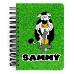 Cow Golfer Spiral Notebook - 5x7 w/ Name or Text