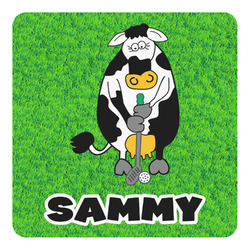 Cow Golfer Square Decal - Medium (Personalized)