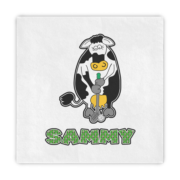 Custom Cow Golfer Standard Decorative Napkins (Personalized)