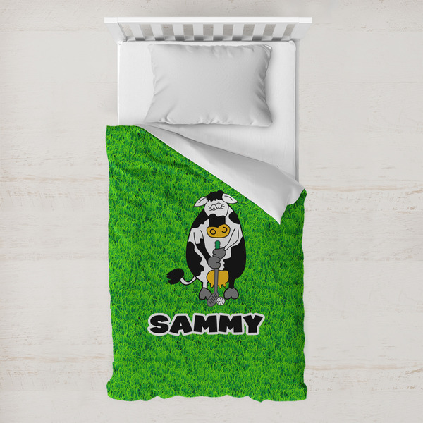 Custom Cow Golfer Toddler Duvet Cover w/ Name or Text