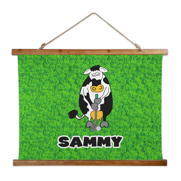 Custom Cow Golfer Wall Hanging Tapestry - Wide (Personalized)