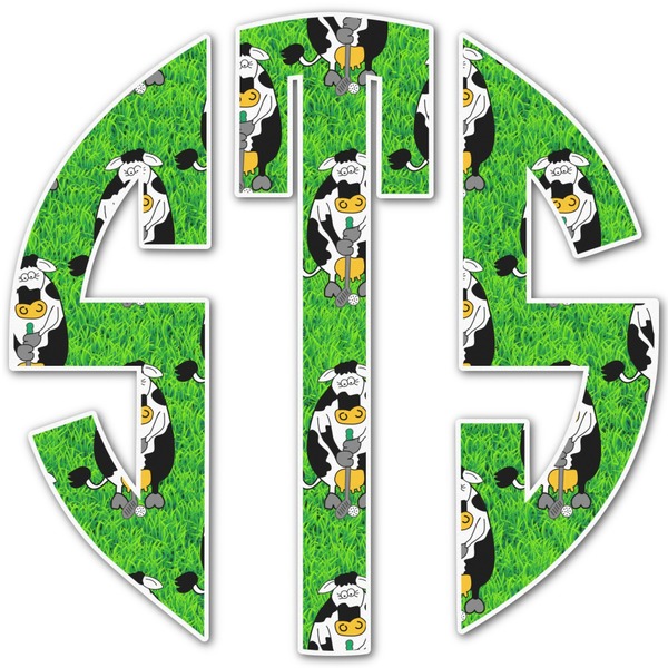 Custom Cow Golfer Monogram Decal - Medium (Personalized)