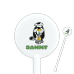 Cow Golfer 5.5" Round Plastic Stir Sticks - White - Single Sided (Personalized)