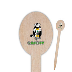 Cow Golfer Oval Wooden Food Picks - Double Sided (Personalized)