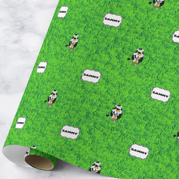 Custom Cow Golfer Wrapping Paper Roll - Large - Matte (Personalized)