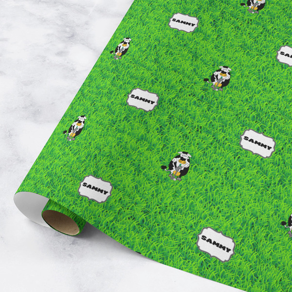 Custom Cow Golfer Wrapping Paper Roll - Medium - Matte (Personalized)