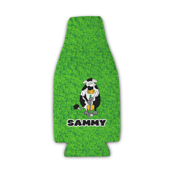 Custom Cow Golfer Zipper Bottle Cooler (Personalized)