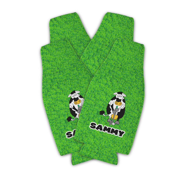 Custom Cow Golfer Zipper Bottle Cooler - Set of 4 (Personalized)