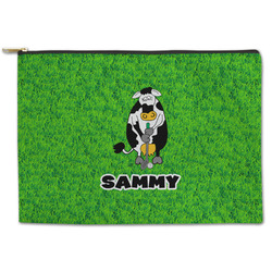 Cow Golfer Zipper Pouch - Large - 12.5"x8.5" (Personalized)