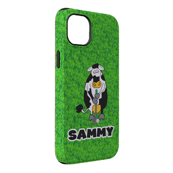 Custom Cow Golfer iPhone Case - Rubber Lined - iPhone 14 Plus (Personalized)