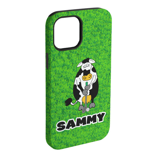 Custom Cow Golfer iPhone Case - Rubber Lined - iPhone 15 Plus (Personalized)