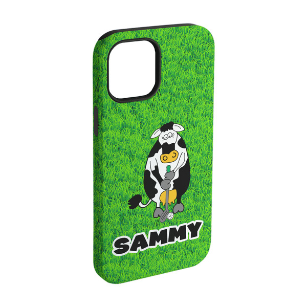 Custom Cow Golfer iPhone Case - Rubber Lined - iPhone 15 Pro (Personalized)