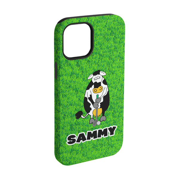 Custom Cow Golfer iPhone Case - Rubber Lined - iPhone 15 (Personalized)