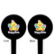 Happy Easter Black Plastic 4" Food Pick - Round - Double Sided - Front & Back