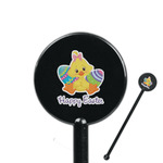 Happy Easter 5.5" Round Plastic Stir Sticks - Black - Double Sided (Personalized)