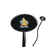 Happy Easter 7" Oval Plastic Stir Sticks - Black - Single Sided (Personalized)