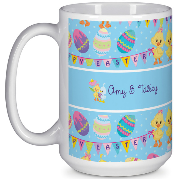 Custom Happy Easter 15 Oz Coffee Mug - White (Personalized)