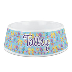 Happy Easter Plastic Dog Bowl - Medium (Personalized)