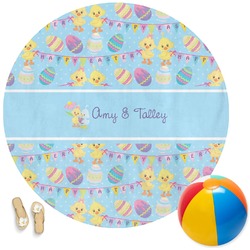 Happy Easter Round Beach Towel (Personalized)