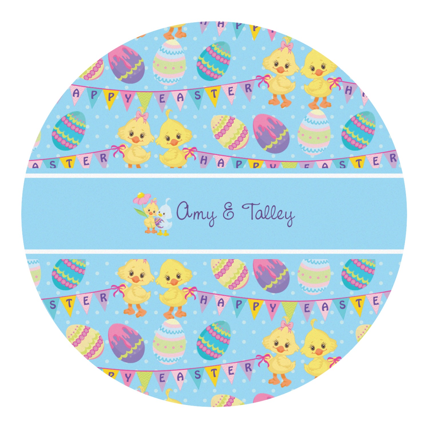 Happy Easter Round Decal Large (Personalized) YouCustomizeIt