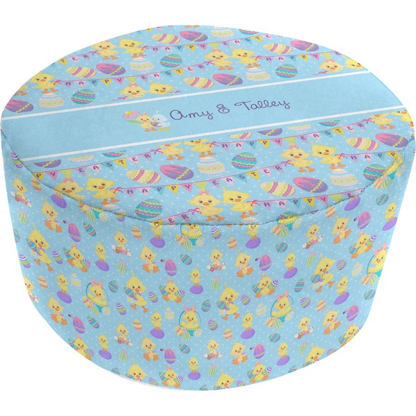 Custom Happy Easter Round Pouf Ottoman (Personalized)