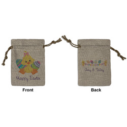 Happy Easter Small Burlap Gift Bag - Front & Back (Personalized)