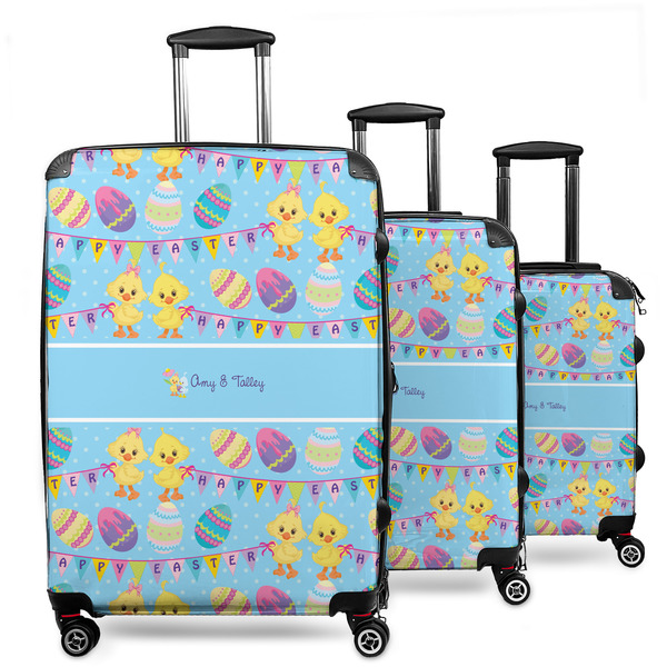 Custom Happy Easter 3 Piece Luggage Set - 20" Carry On, 24" Medium Checked, 28" Large Checked (Personalized)