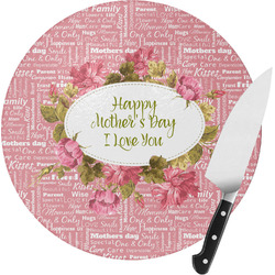 Mother's Day Round Glass Cutting Board - Small