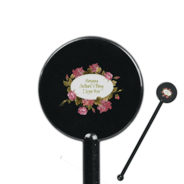 Custom Mother's Day 5.5" Round Plastic Stir Sticks - Black - Double Sided