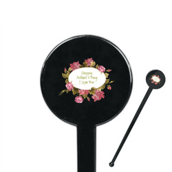 Mother's Day 7" Round Plastic Stir Sticks - Black - Single Sided