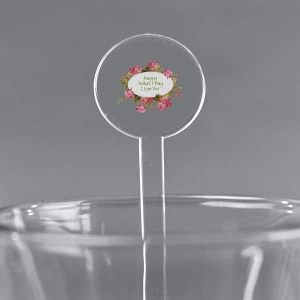 Custom Mother's Day 7" Round Plastic Stir Sticks - Clear