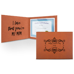 Mother's Day Leatherette Certificate Holder - Front and Inside