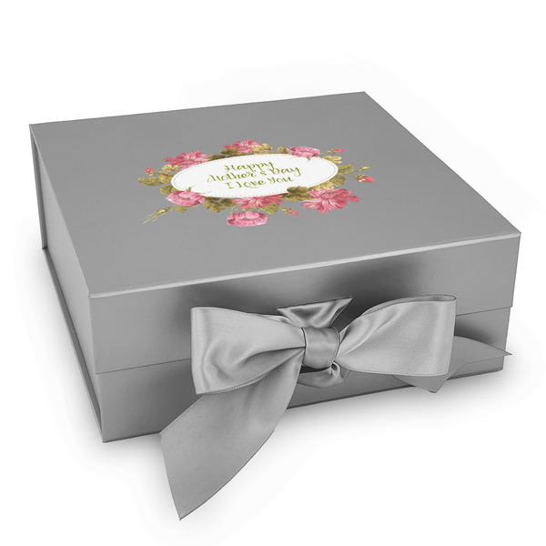 Custom Mother's Day Gift Box with Magnetic Lid - Silver