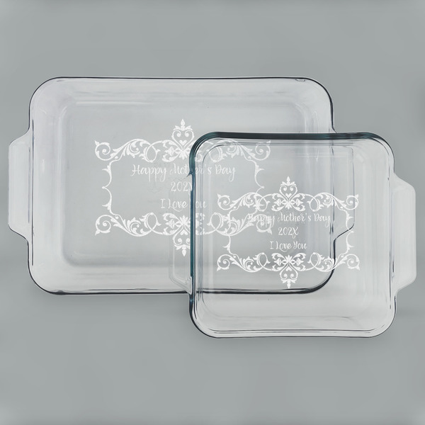 Custom Mother's Day Set of Glass Baking & Cake Dish - 13in x 9in & 8in x 8in