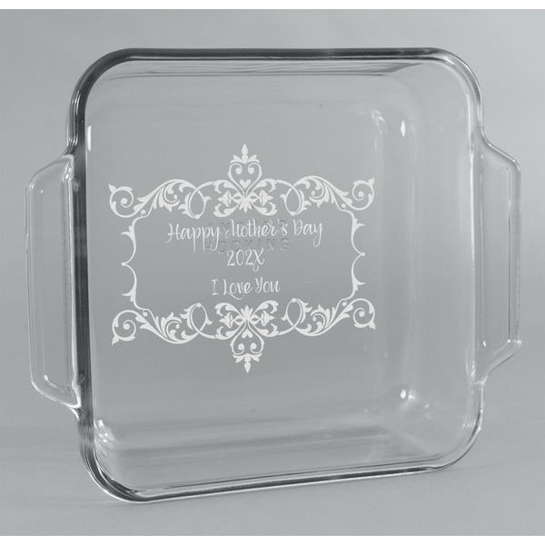 Custom Mother's Day Glass Cake Dish with Truefit Lid - 8in x 8in