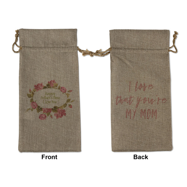 Custom Mother's Day Large Burlap Gift Bag - Front & Back