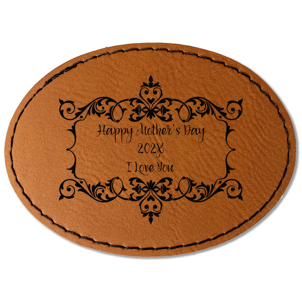 Custom Mother's Day Faux Leather Iron On Patch - Oval