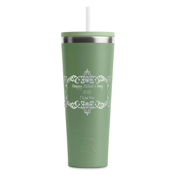 Custom Mother's Day RTIC Everyday Tumbler with Straw - 28oz - Light Green - Double-Sided