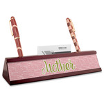 Mother's Day Red Mahogany Nameplate with Business Card Holder