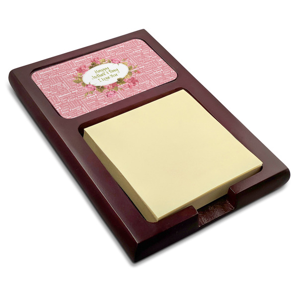 Custom Mother's Day Red Mahogany Sticky Note Holder