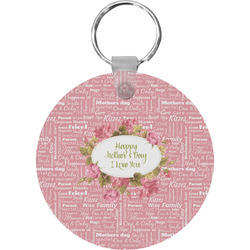 Mother's Day Round Plastic Keychain