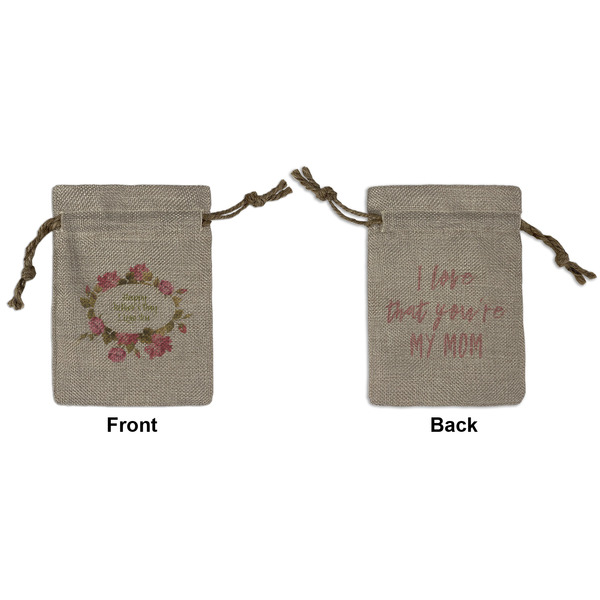 Custom Mother's Day Small Burlap Gift Bag - Front & Back