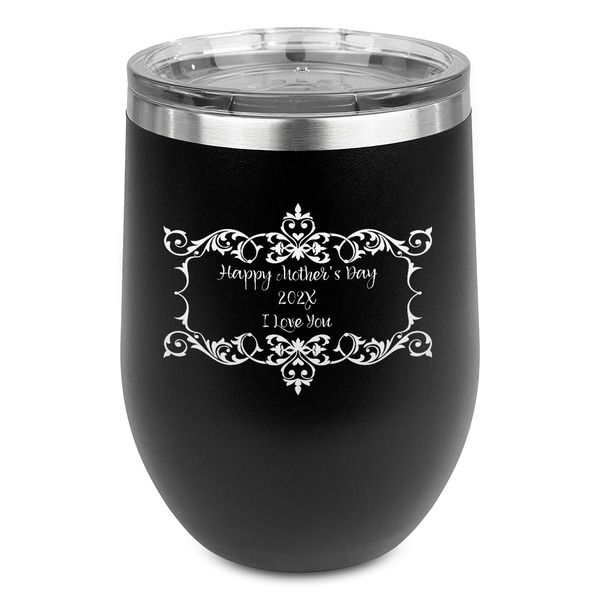 Custom Mother's Day Stemless Stainless Steel Wine Tumbler - Black - Double Sided