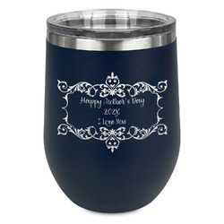 Mother's Day Stemless Stainless Steel Wine Tumbler - Navy - Single Sided